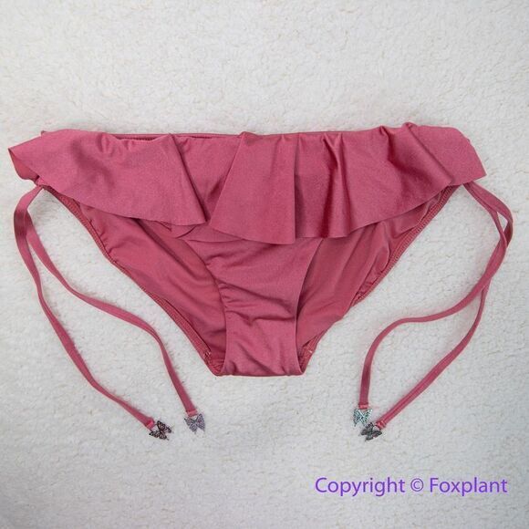 NEW‎ Seafolly Ruffled Side-Tie Hipster Bikini Bottom Swimwear in pink, US size 8 - Picture 1 of 14